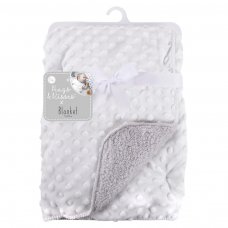 FS842: White Bubble Mink Sherpa Baby Blanket